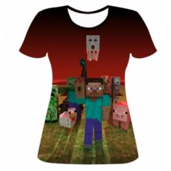 Женская футболка 3D Minecraft heroes - PrintSalon