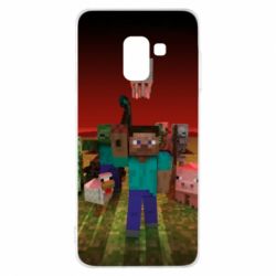 Чехол для Samsung A8 2018 Minecraft heroes - PrintSalon