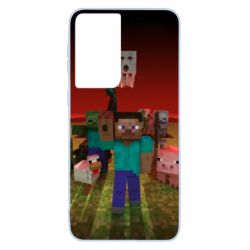 Чехол для Samsung S21 Minecraft heroes - PrintSalon