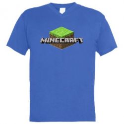 Мужская футболка  с V-образным вырезом Minecraft Land - PrintSalon
