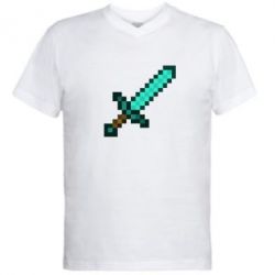 Чоловіча футболка з V-подібним вирізом Minecraft меч
