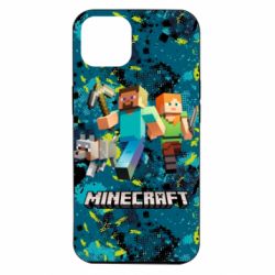 Чохол для iPhone 14 Minecraft Steve Alex And Dog - PrintSalon
