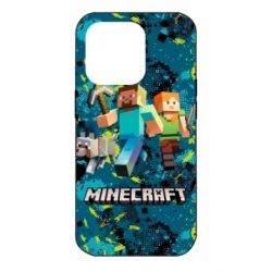 Чохол для iPhone 14 Pro Minecraft Steve Alex And Dog - PrintSalon