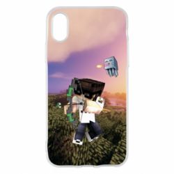 Чехол для iPhone X/Xs Minecraft sunset - PrintSalon