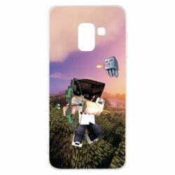 Чехол для Samsung A8 2018 Minecraft sunset - PrintSalon
