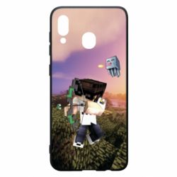 Чехол для Samsung A20 Minecraft sunset - PrintSalon