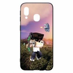 Чехол для Samsung A40 Minecraft sunset - PrintSalon