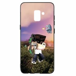 Чехол для Samsung A8+ 2018 Minecraft sunset - PrintSalon