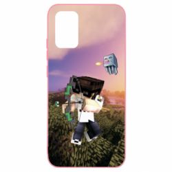 Чехол для Samsung A02s/M02s Minecraft sunset - PrintSalon