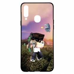 Чехол для Samsung A20s Minecraft sunset - PrintSalon