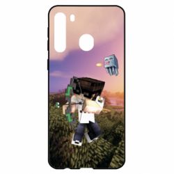 Чехол для Samsung A21 Minecraft sunset - PrintSalon