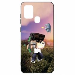 Чехол для Samsung A21s Minecraft sunset - PrintSalon
