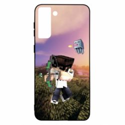 Чехол для Samsung S21+ Minecraft sunset - PrintSalon