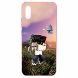 Чехол для Xiaomi Redmi 9a Minecraft sunset - PrintSalon