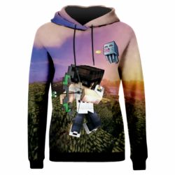 Женское 3D худи Minecraft sunset - PrintSalon