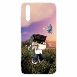 Чехол для Huawei P20 Minecraft sunset - PrintSalon