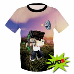 Детская 3D футболка Minecraft sunset - PrintSalon
