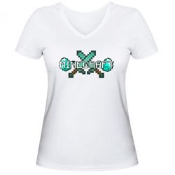 Жіноча футболка з V-подібним вирізом Minecraft - PrintSalon