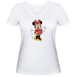 Женская футболка с V-образным вырезом Минни Красавица - PrintSalon