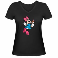 Жіноча футболка з V-подібним вирізом Minnie Mouse and Ice Cream - PrintSalon