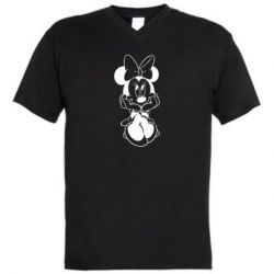 Мужская футболка  с V-образным вырезом Minnie Mouse Face - PrintSalon