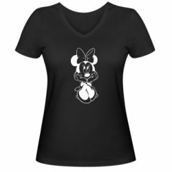 Женская футболка с V-образным вырезом Minnie Mouse Face - PrintSalon