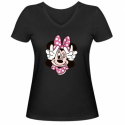 Женская футболка с V-образным вырезом Minnie Mouse - PrintSalon