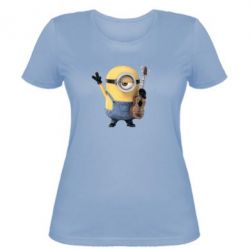 Женская футболка Миньон с гитарой