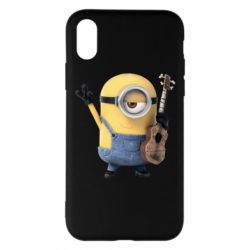 Чехол для iPhone X/Xs Миньон с гитарой - PrintSalon