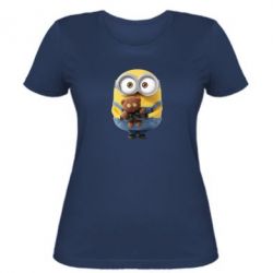 Женская футболка Миньон с мишкой