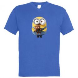 Чоловіча футболка з V-подібним вирізом Міньйон з ведмедиком