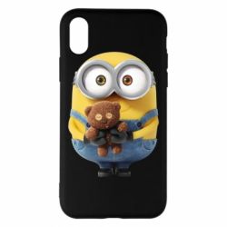 Чохол для iPhone X/Xs Міньйон з ведмедиком - PrintSalon