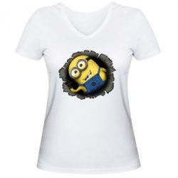 Женская футболка с V-образным вырезом Миньон - PrintSalon