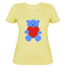 Женская футболка Мишка с сердечком - PrintSalon