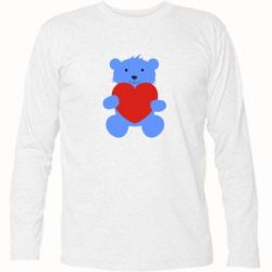 Футболка с длинным рукавом Мишка с сердечком - PrintSalon
