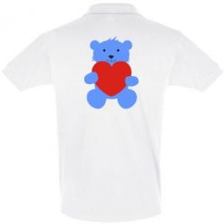 Мужское поло Мишка с сердечком - PrintSalon