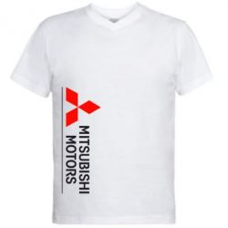 Чоловіча футболка з V-подібним вирізом Mitsubishi Motors лого - PrintSalon