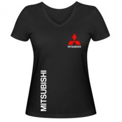 Жіноча футболка з V-подібним вирізом Mitsubishi Motors logo - PrintSalon