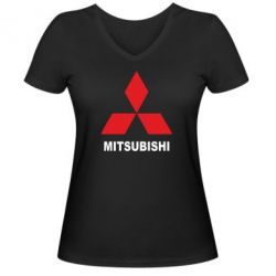 Женская футболка с V-образным вырезом MITSUBISHI - PrintSalon