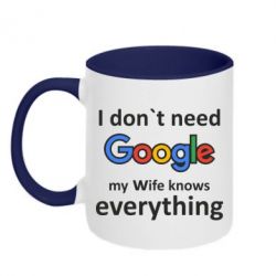 Чашка двокольорова Мені не потрібен гугл