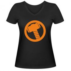 Женская футболка с V-образным вырезом Молот Тора - PrintSalon