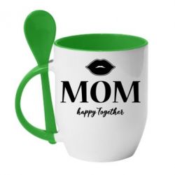 Чашка с ложкой Mom happy together - PrintSalon