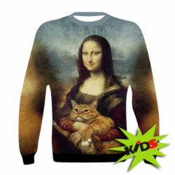 Дитячий 3D світшот Mona Lisa and the cat - PrintSalon