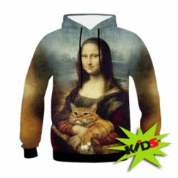 Дитяче 3D худі Mona Lisa and the cat - PrintSalon