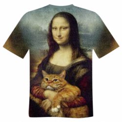 Чоловіча футболка 3D Mona Lisa and the cat - PrintSalon