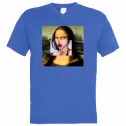 Мужская футболка  с V-образным вырезом Mona lisa - PrintSalon