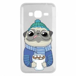 Чехол для Samsung J3 2016 Мопс любит кофе - PrintSalon