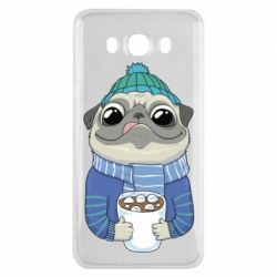 Чехол для Samsung J7 2016 Мопс любит кофе - PrintSalon