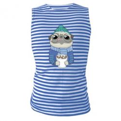 Майка-тельняшка Мопс любит кофе