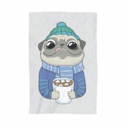 Полотенце с принтом Мопс любит кофе - PrintSalon